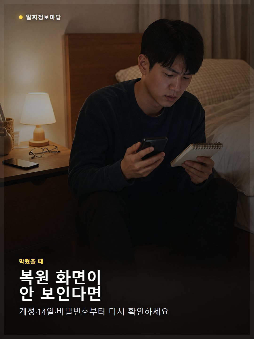 카카오톡 복원 화면이 보이지 않을 때 계정 정보를 다시 확인하는 모습
